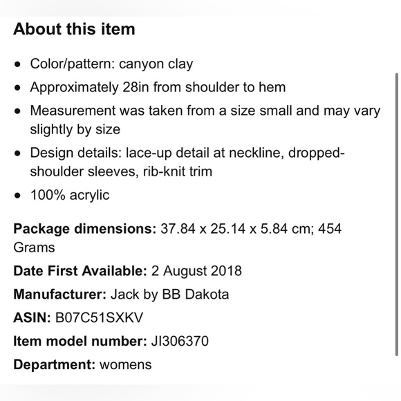 Jack by BB Dakota Lace Up Sweater - Picture 8 of 8